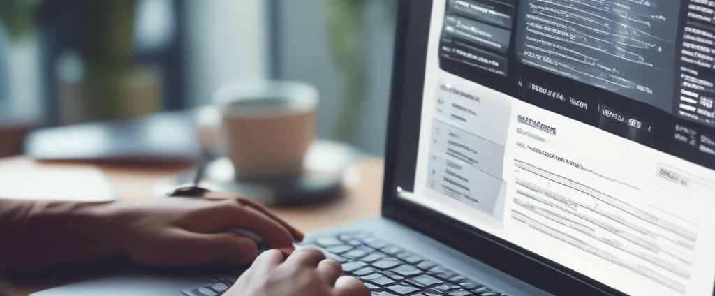 Two people are seated in front of a laptop screen that displays a webpage. The webpage features text about a social wall solution compliant with GDPR and CCPA. Both of the individuals' hands are visible as they interact with the laptop. The background shows a modern office environment with chairs and a potted plant.