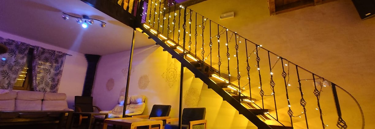 a staircase with a staircase and a staircase way