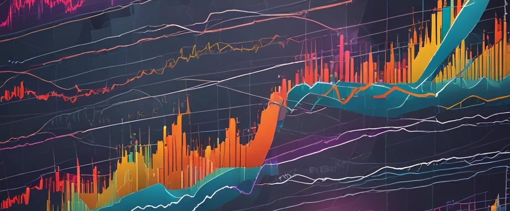 a green and white stock market chart with a chart of the stock market