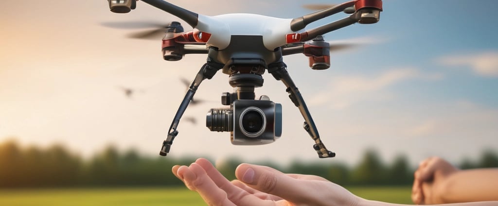 person holding quadcopter drone