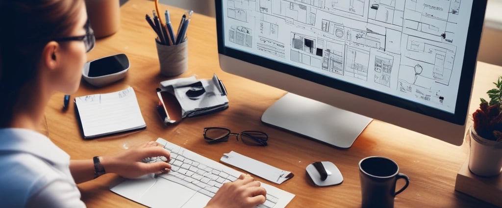 A modern office setting with a focus on a glass partition displaying the word 'Channel' printed in large black letters and 'lead' in lighter green letters. The background shows a blurred view of desks, papers, computers, office chairs, and vertical blinds, indicating an active work environment.