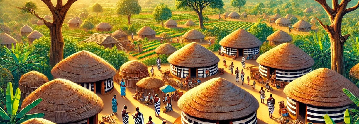 visual depiction of a traditional Tiv Tribe village settlement.