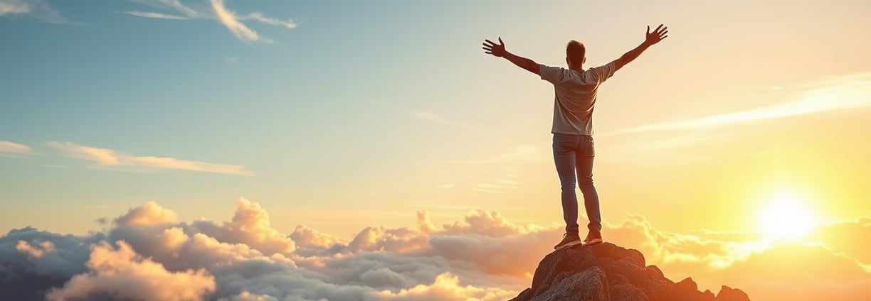 a man standing on top of a mountain