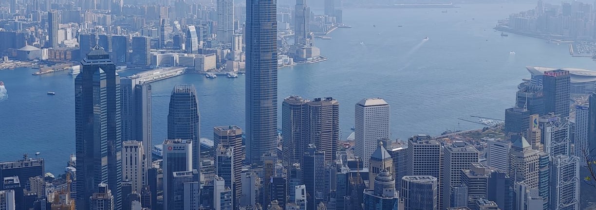 Panoramic view of skyscrapers in Hong Kong