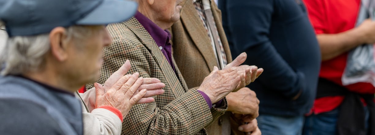 Farmers applauding during an agricultural show in Cwmdu near Builth Wells