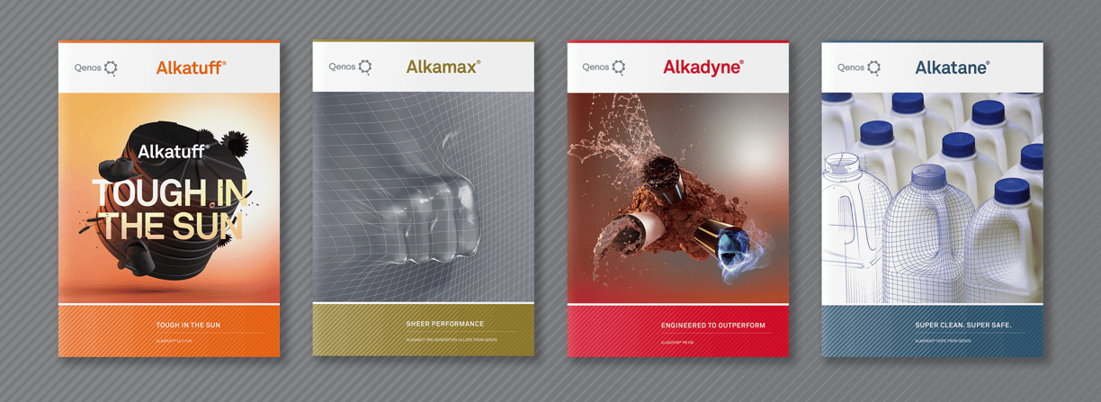 Qenos Alkatuff, Alkatane, Alkamax, Alkadyne, typesetting by Michelle Pirovich, Squeezebox