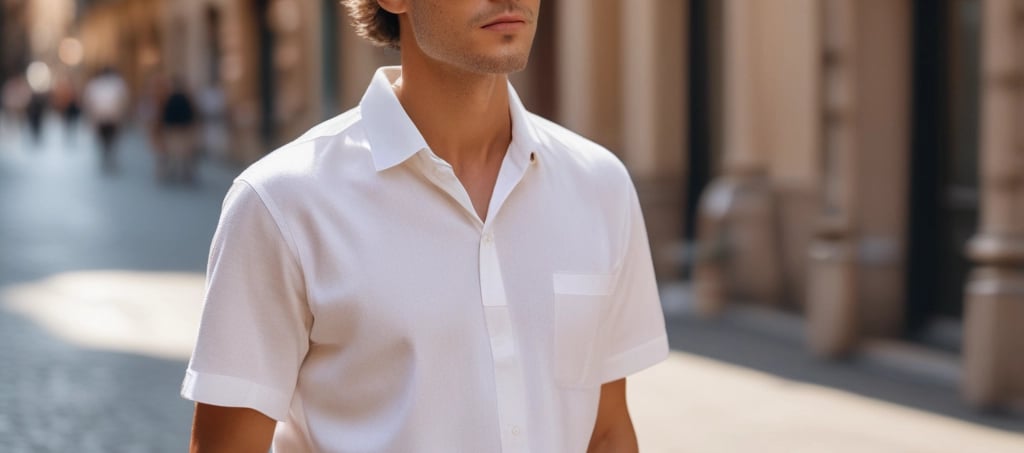 IMMAGINE DI UN MODELLO CON OCCHIALI DA SOLE CHE VESTE UN PANTALONE CHINO E UNA POLO IN MAGLINA