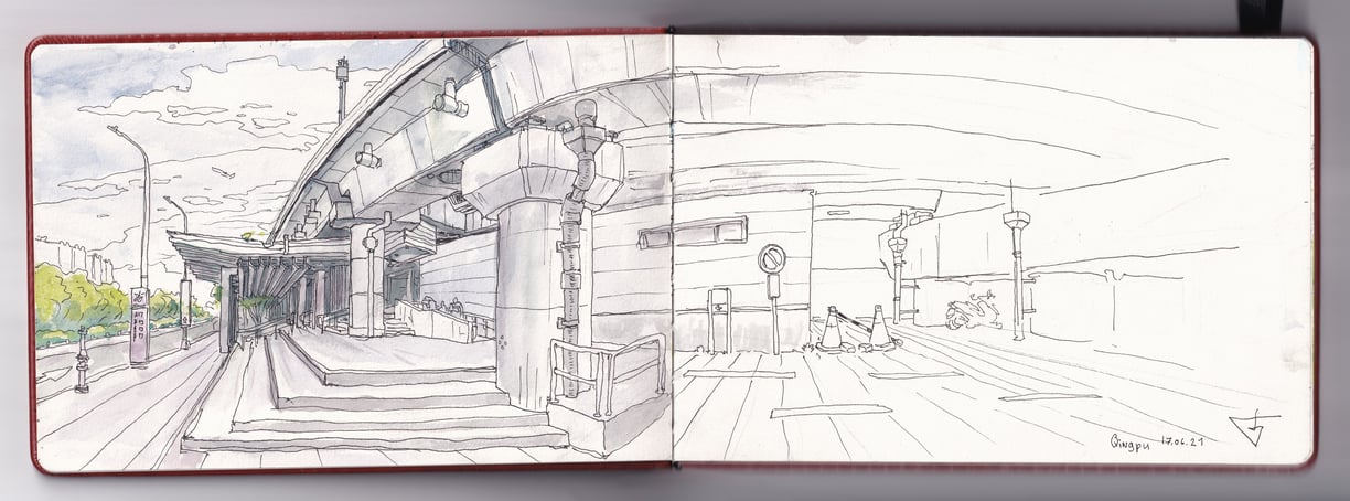 Urban sketch artbook by Evgeny Bondarenko