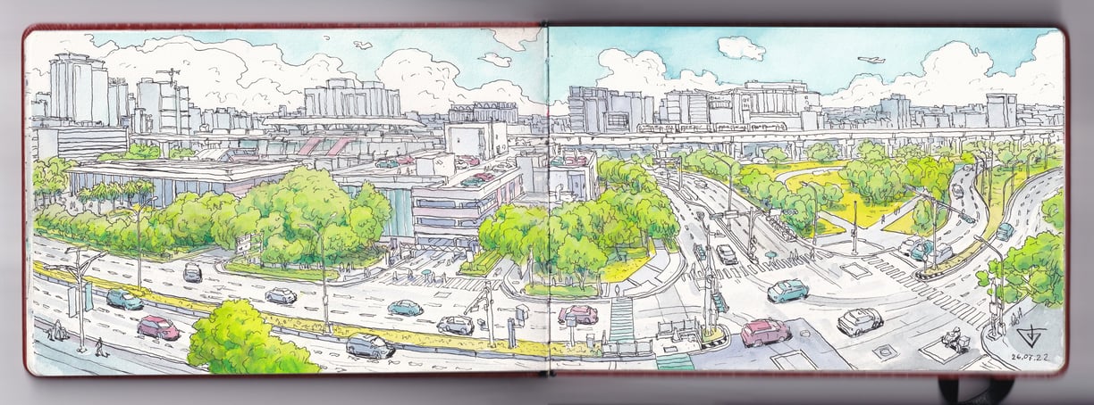 Urban sketch artbook by Evgeny Bondarenko