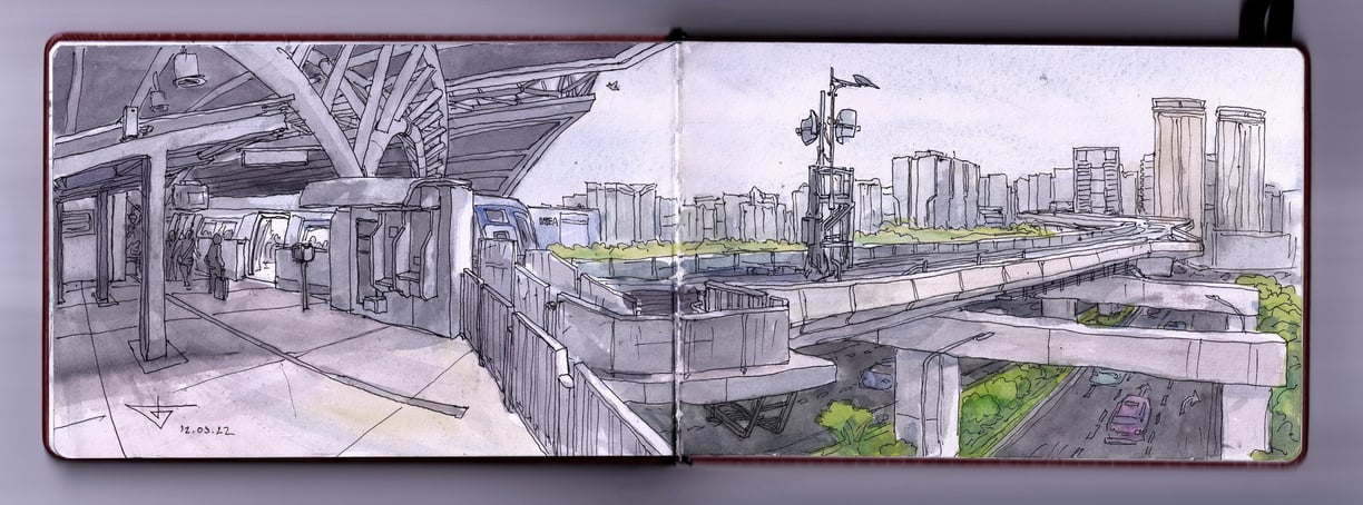 Urban sketch artbook by Evgeny Bondarenko