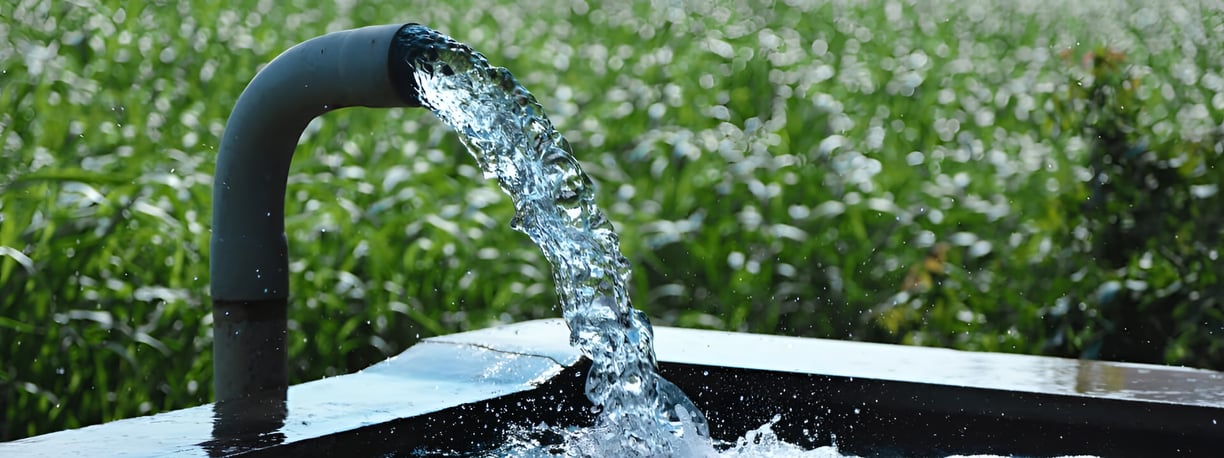 a water fountain with water flowing out of it