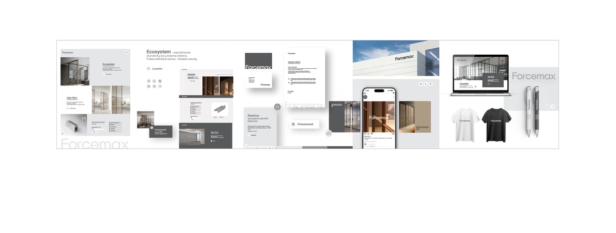 Visuell identitets eksempel – Forcemax. Helhetlig visuell stil.