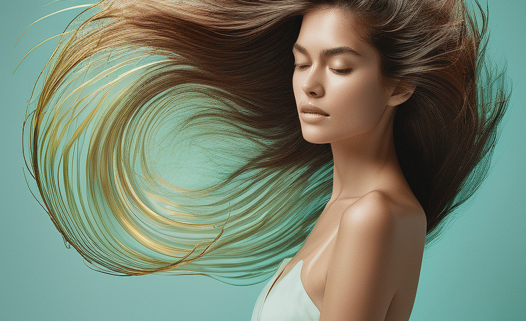 a woman with long hair and a flowing hair