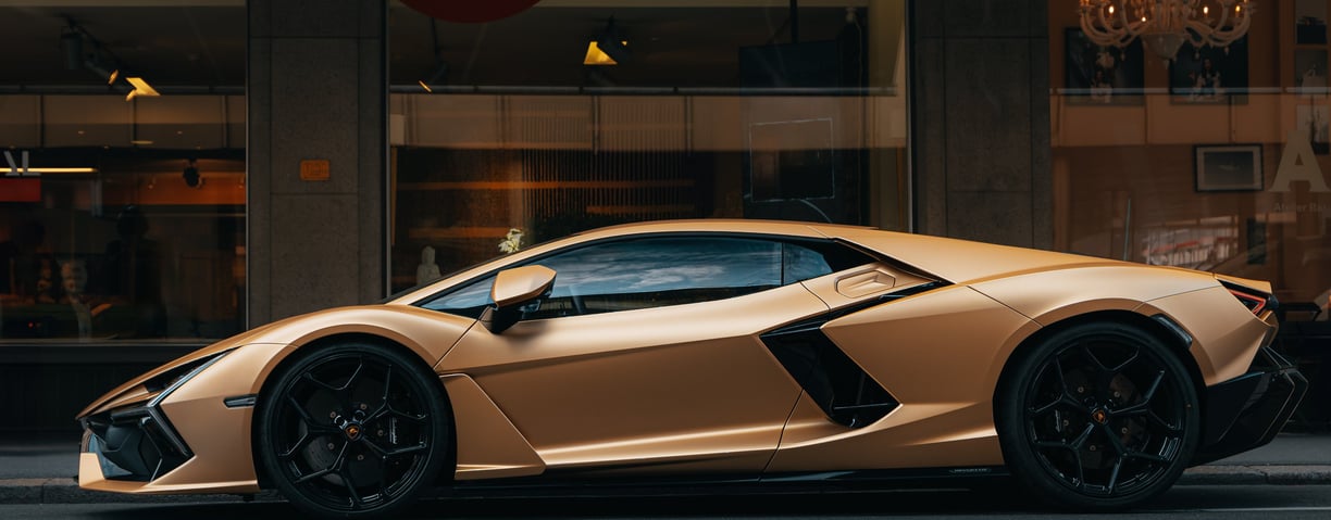 a gold colored lamborghini revuelto