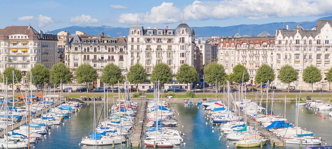 Exterior view of The Woodward Geneva hotel where bespoke art was commissioned by Lumai Studio
