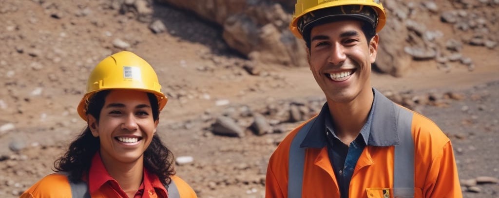 a man and woman in orange safety vests and safety vests