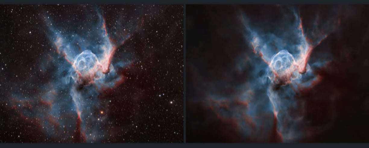 L'autore decide di mostrare l'elmo di Thor senza sfondo di stelle per l'aspetto unico dell'immagine.