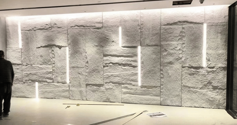 panneau mural pvc 3d effet pierre extérieur