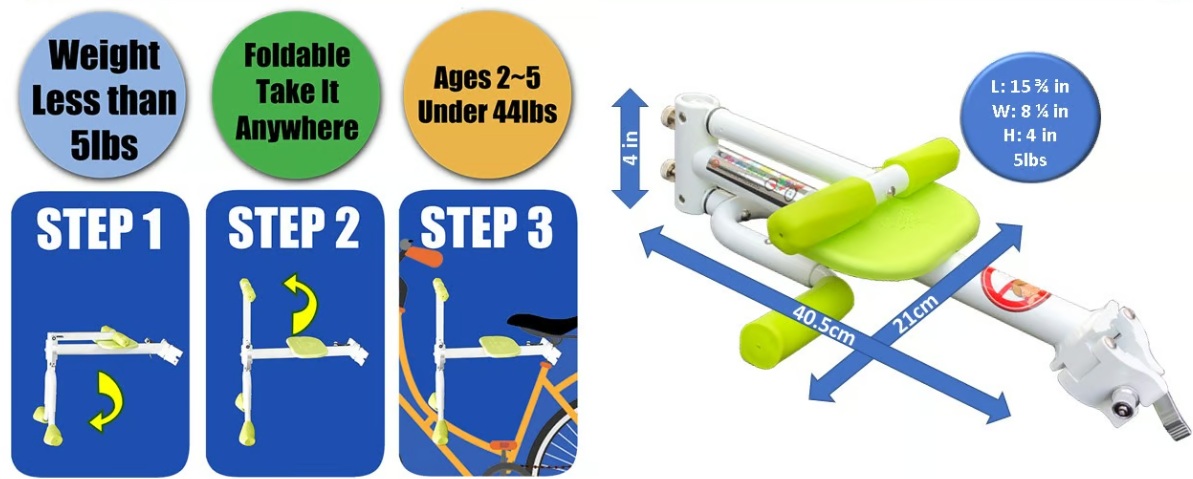 portable kid bike seat specifications
