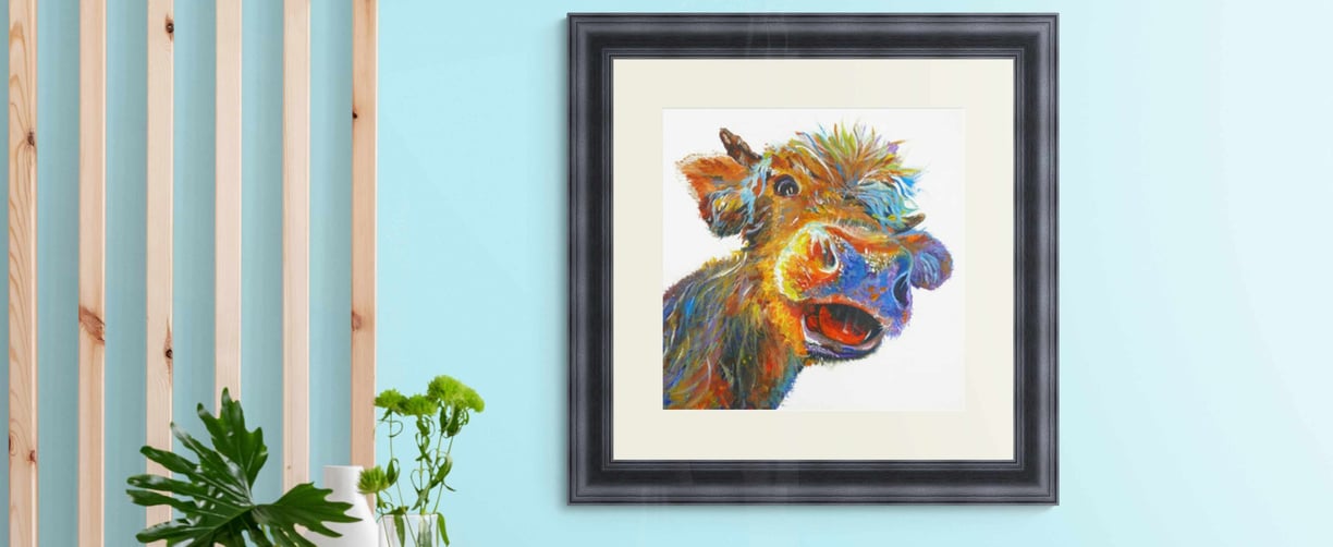Hattie the happy cow wall print