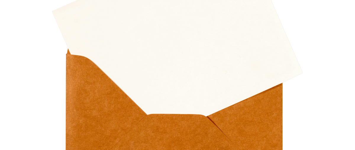 a brown envelope with a white envelope and a white envelope