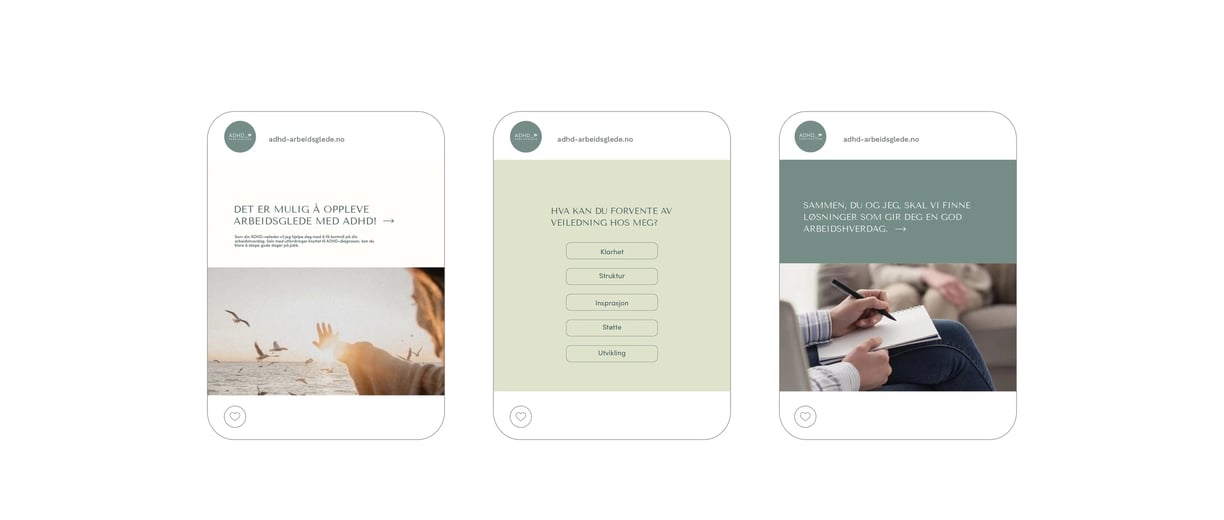 Visuell identitets eksempel – ADHD Arbeidsglede tilpasset sosiale medier