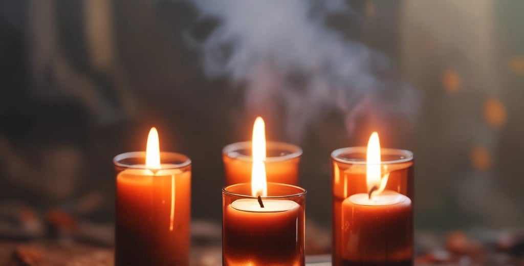 a candle is lit in a dark room
