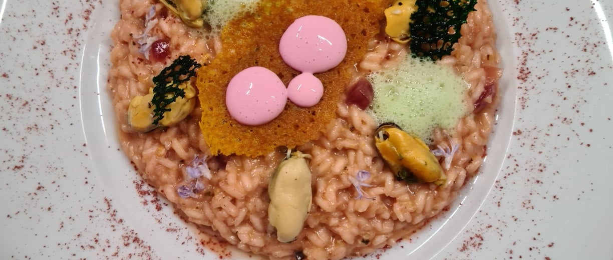 risotto alla barbabietola e cozze