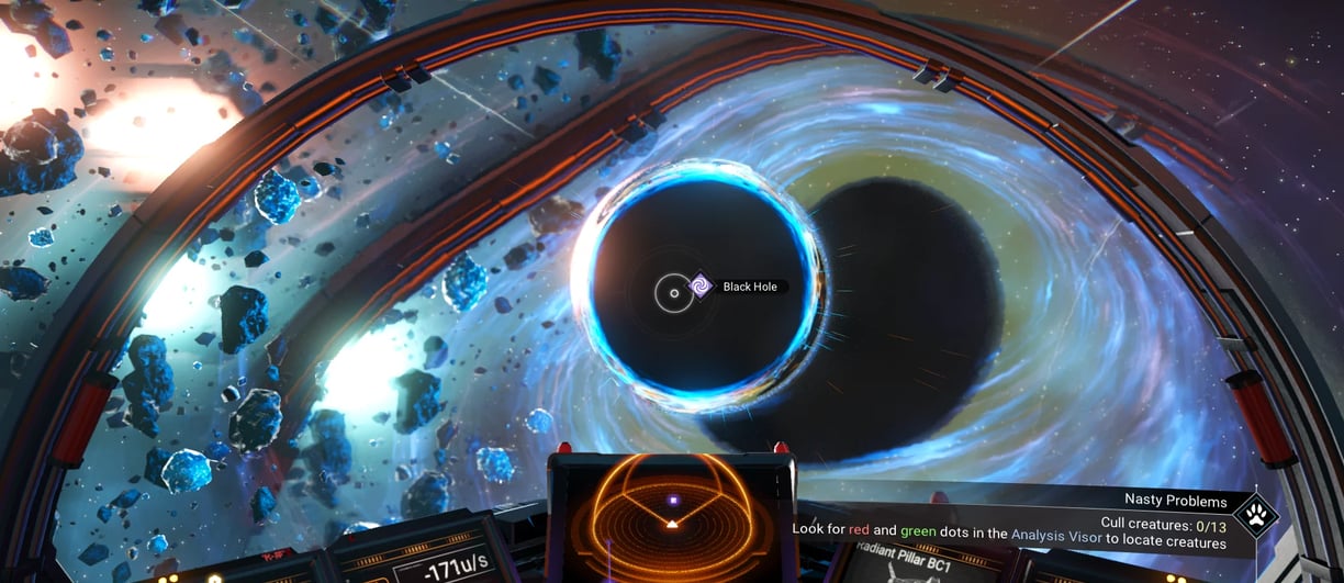 No Man's Sky Endurance entrando a un agujero negro