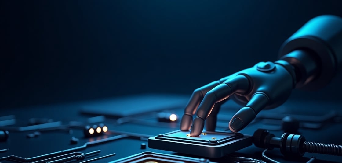 a robot hand holding a cell phone