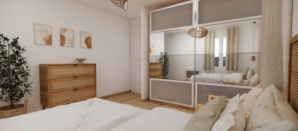 Chambre moderne couleur neutre