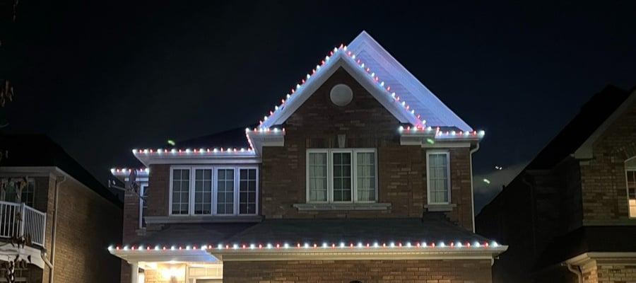 house with Christmas lights