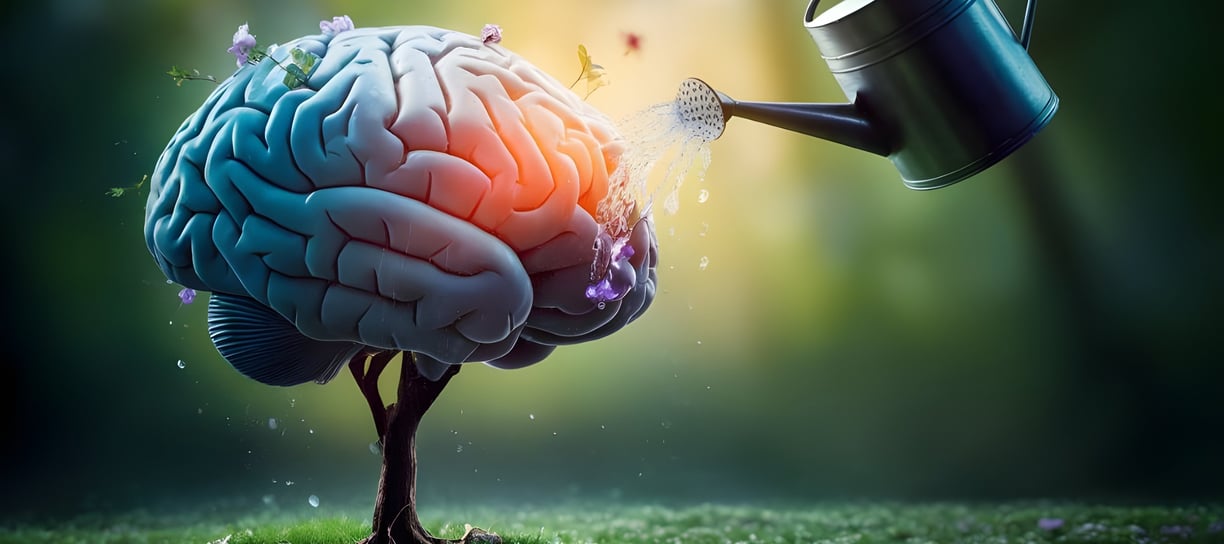 a brain that looks like a tree getting watered. Showing what is led to and where we can grow to