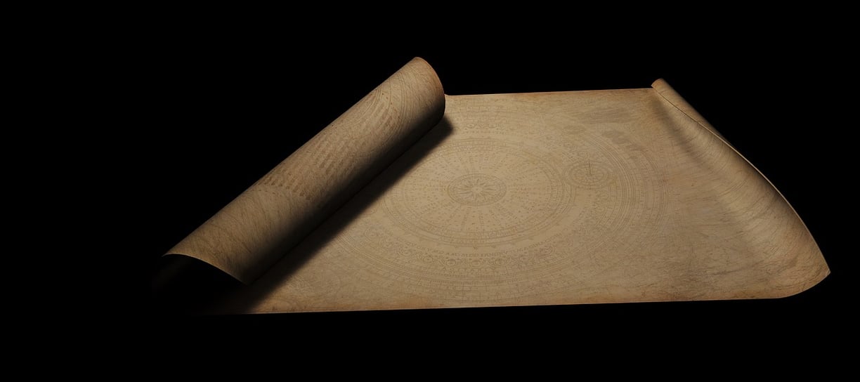 Ancient scroll or map, symbolizing customized therapeutic journeys and transformation