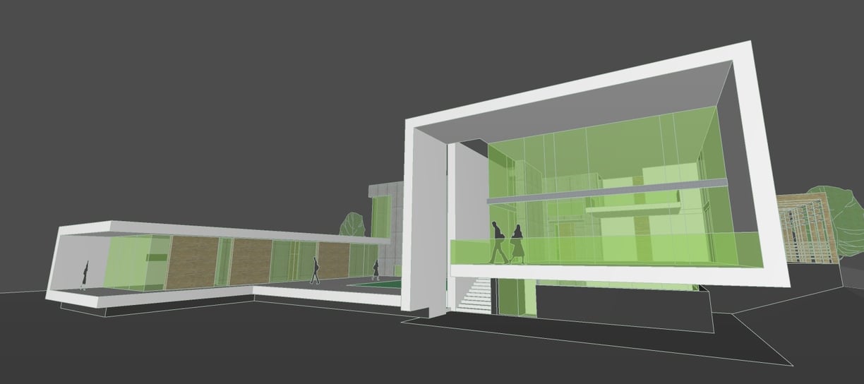a house with a green roof and a green roof