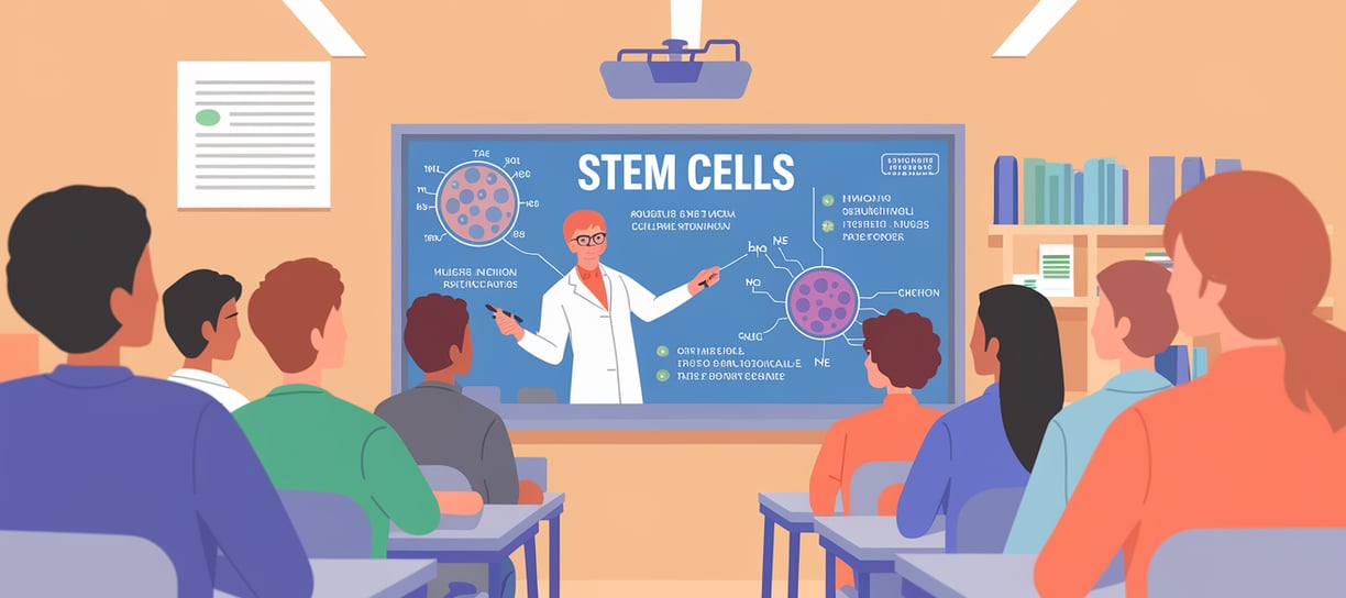 a teacher teaching a class on stem cells