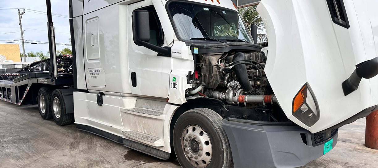 Semi during engine repair