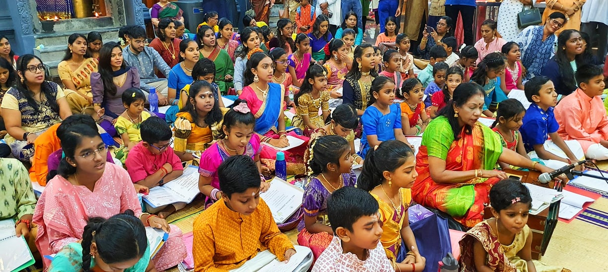 Singing thevaram with my students by Mataji Laxmi