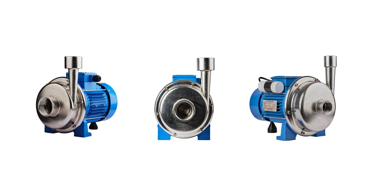 product photography of a pump with 3 different view