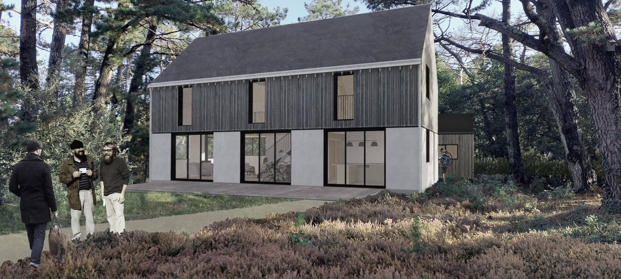 Perspective insertion maison ossature bois baden