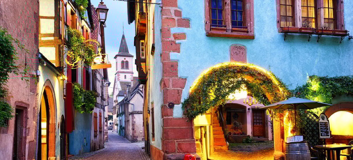 Alsace Village Riquewihr colored houses