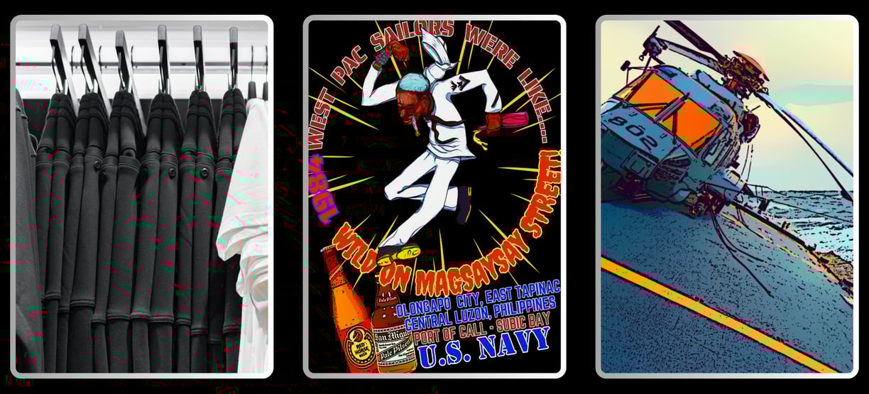 Examples of the quality of material and content used to create t-shirts and hoodies at this store.
