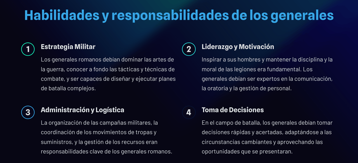 habilidades y responsabilidades de los generales