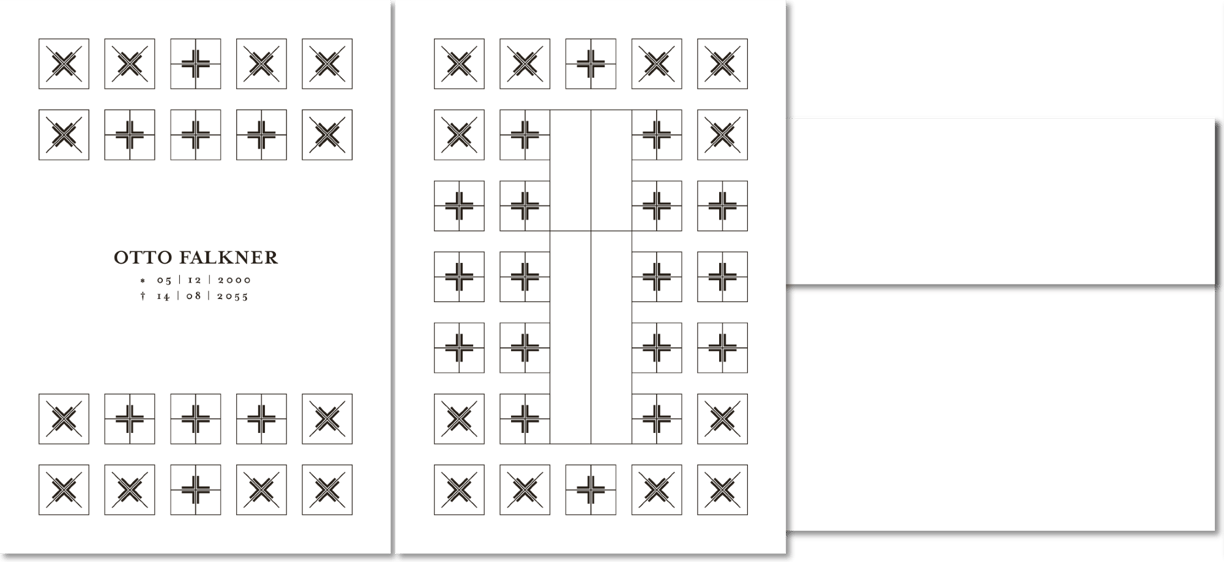 Anwendungsbeispiel des klassischen schwarz/weiß Designs für Trauerkorrespondenz
