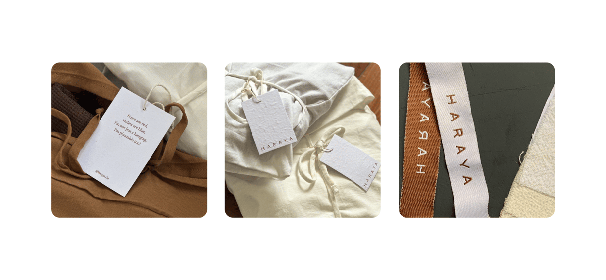 a picture of a woman's clothing tag on a white background