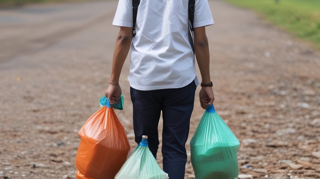 a man walking down a sidewalk