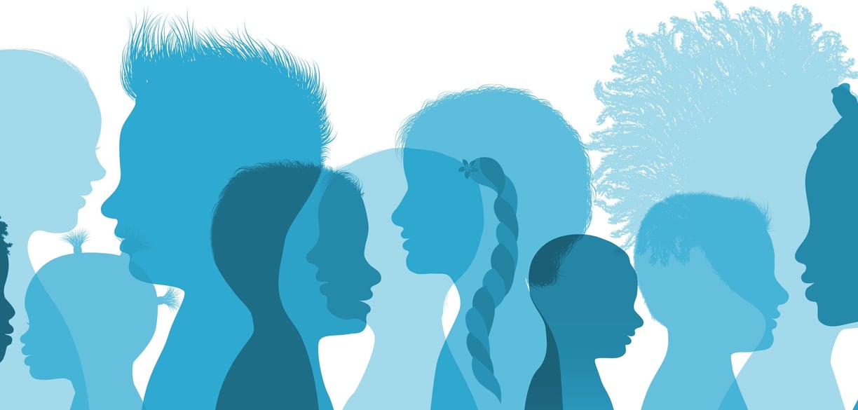 silhouettes of young people