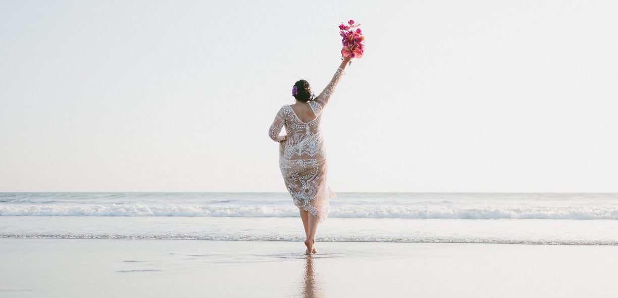 Bali Bride Celebrating her wedding on a beach in Bali