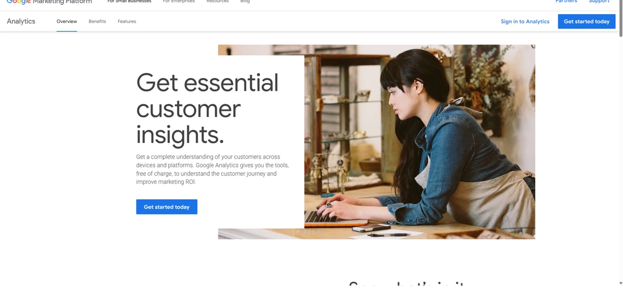 Google Analytics Homepage