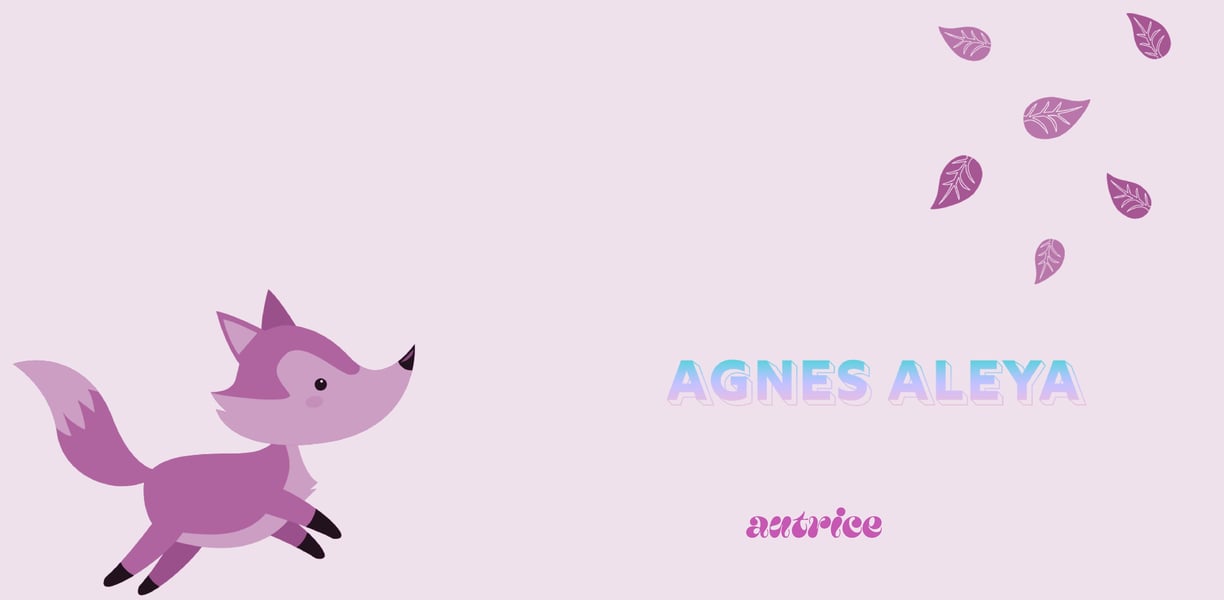 bannière autrice sur fond rose avec un renard